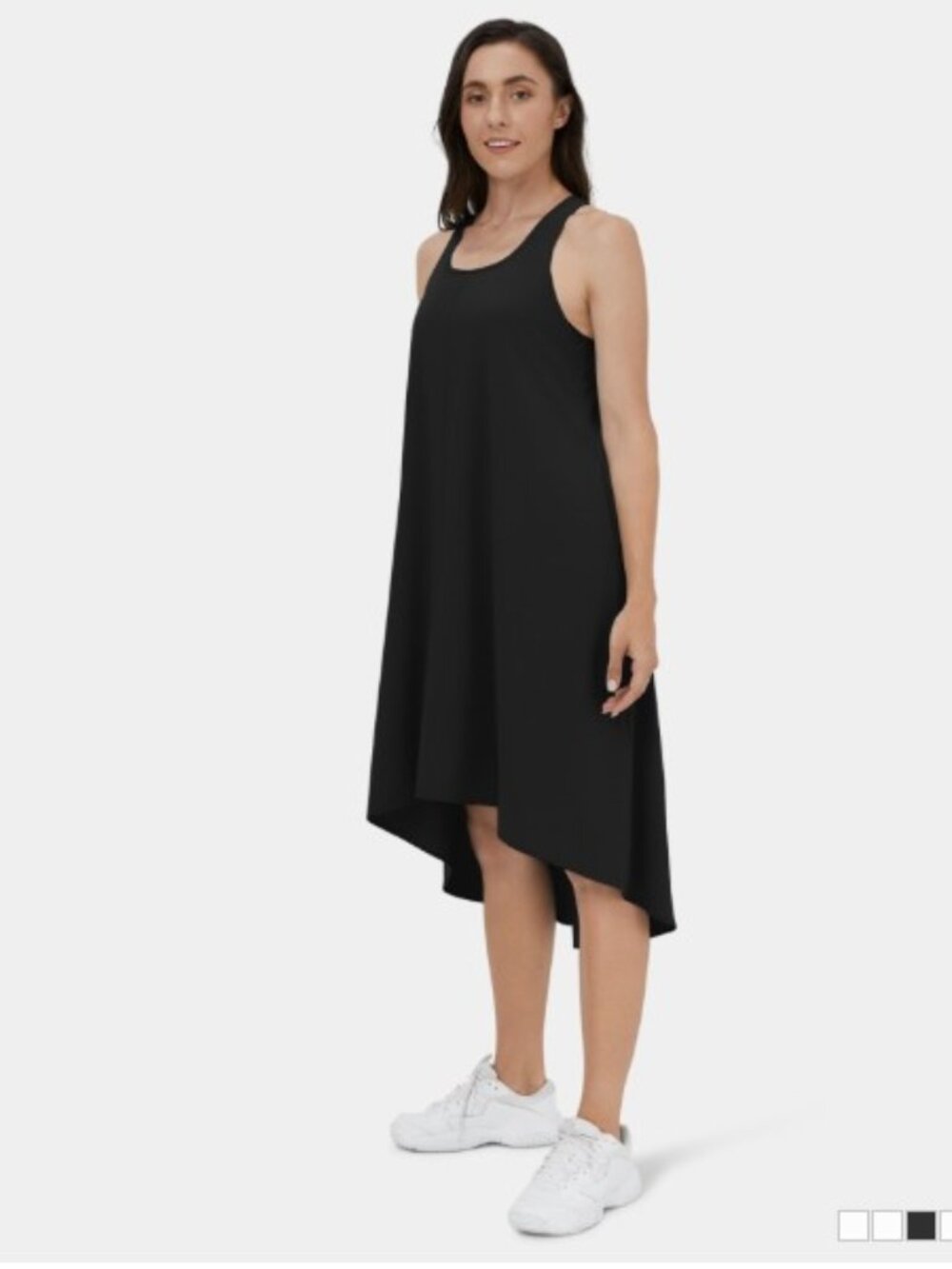 NWT Halara Breezeful Racerback Side Pocket High Low Midi Casual Dress Black